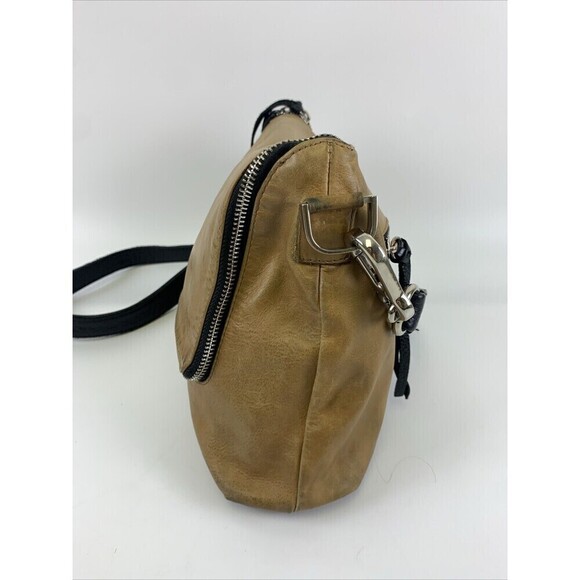 Carla Mancini Handbags Crossbody Tan Leather Zip Around Flap Purse Bag Black - Picture 3 of 16